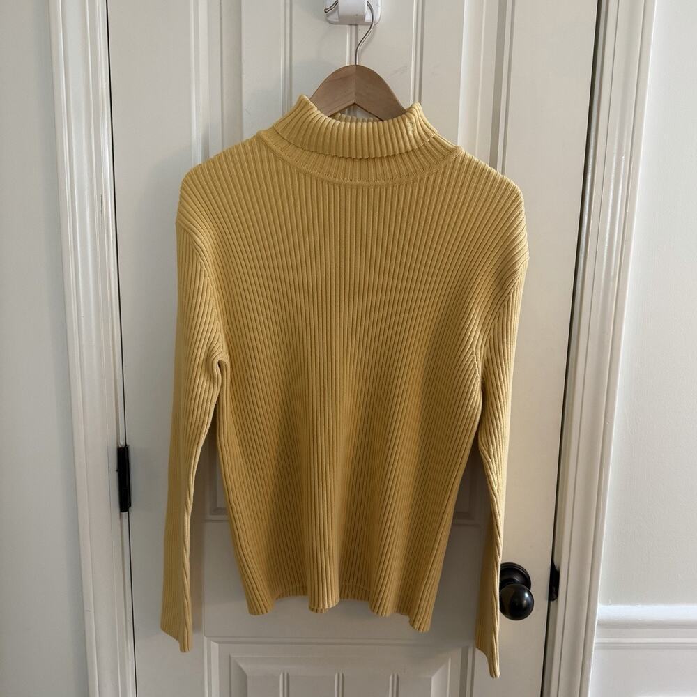 Vintage Duck Head Butter Yellow Turtleneck Cable Sweater Women’s Size XL